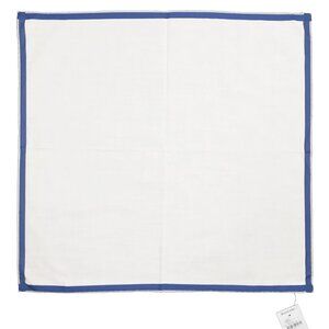 NEW Ralph Lauren Purple Label Linen Pocket Square!  White With Blue Border
